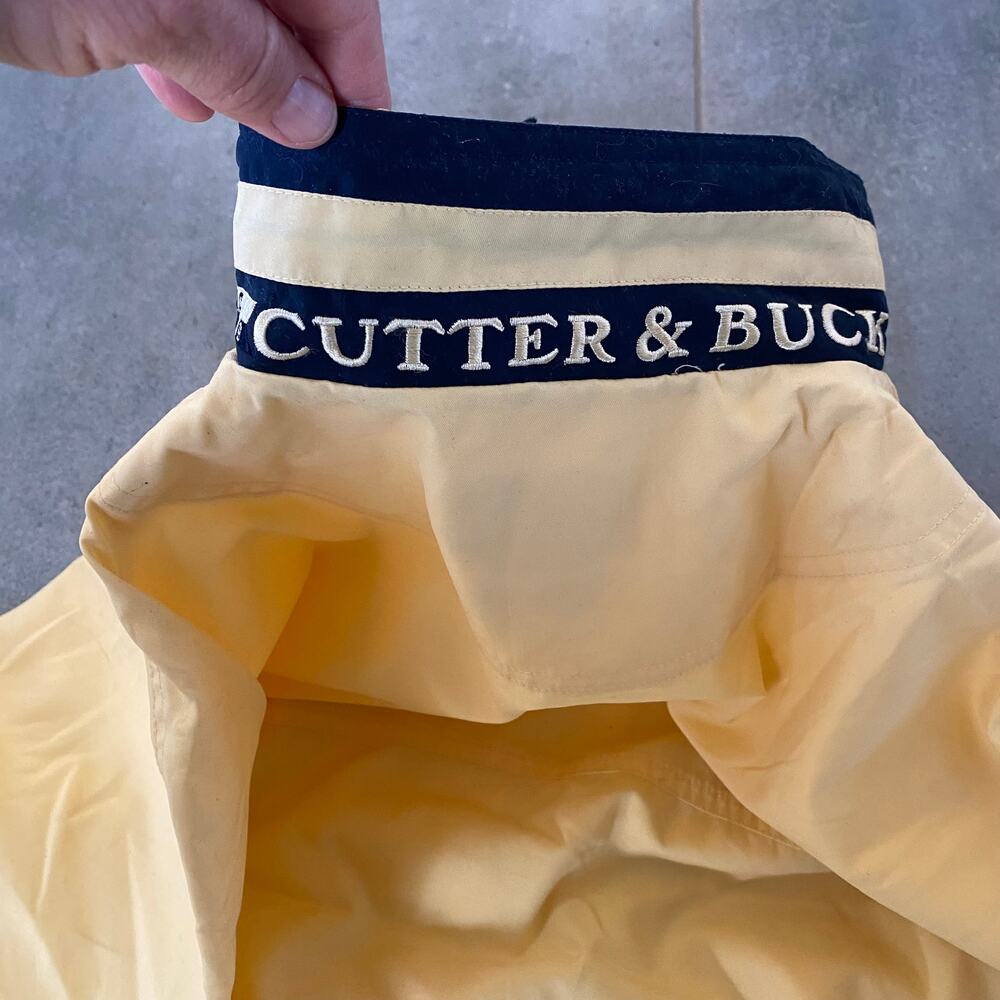 Cutter & Buck Men's M Yellow/Navy‎ Blue Poplin Jacket Full Zip - Picture 6 of 8